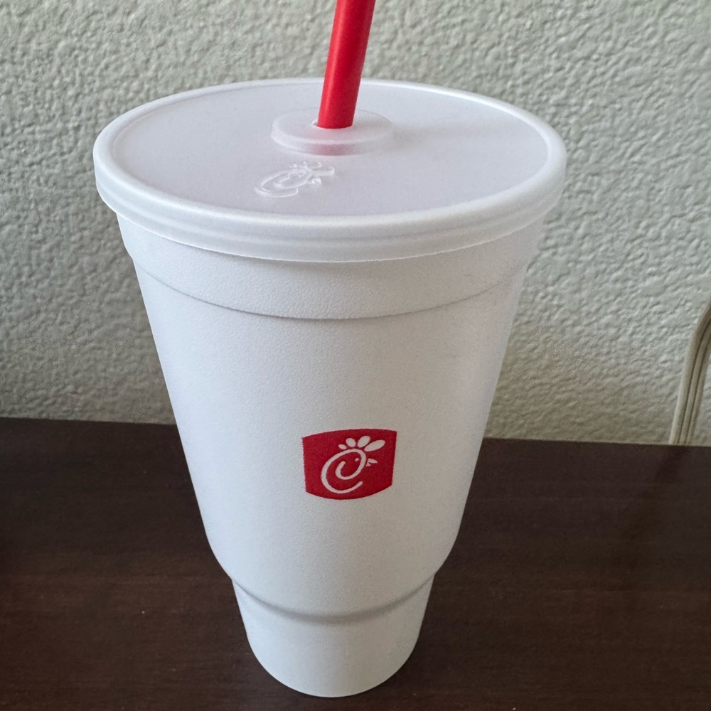 Chic fil A Reusable Drink Cups with Red Straw ( NEVER USED) (2 available)